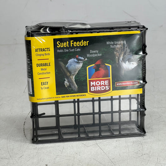 MORE BIRDS (2 PACK) Cake Steel Suet Feeder Sz 5"L x 1.5"W x 4.6"H, Black 38092