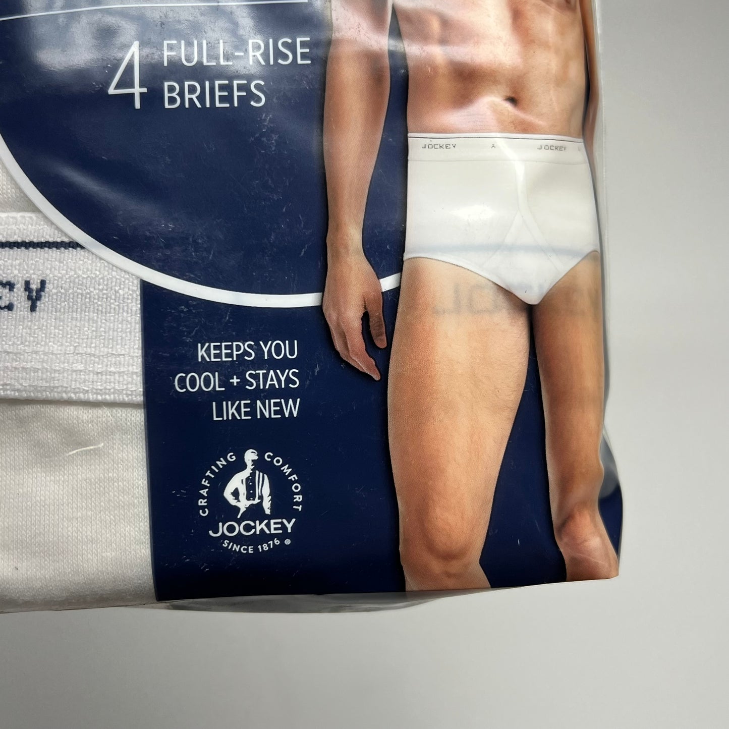 JOCKEY (4 PACK) Full Rise Brief's 100% Cotton Cool + Durable Men's Sz 44 White