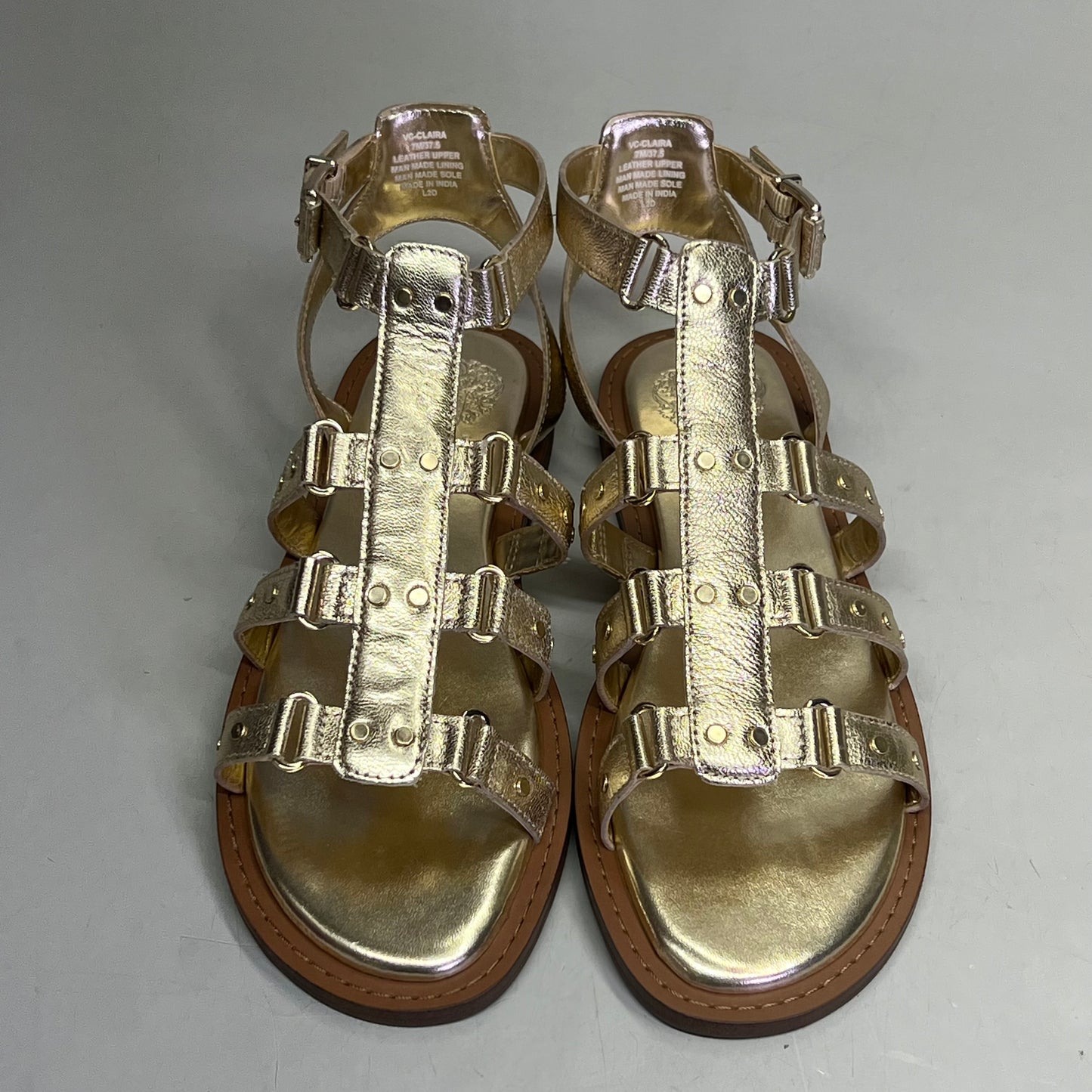VINCE CAMUTO Leather Studded Gladiator Sandals Women's Sz 9M Egyptian Gold