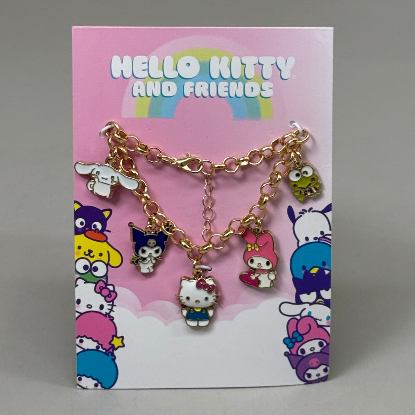 SANRIO Hello Kitty & Friends Charm Bracelet Gold-Tone Lobster Clamp Zinc 7" L