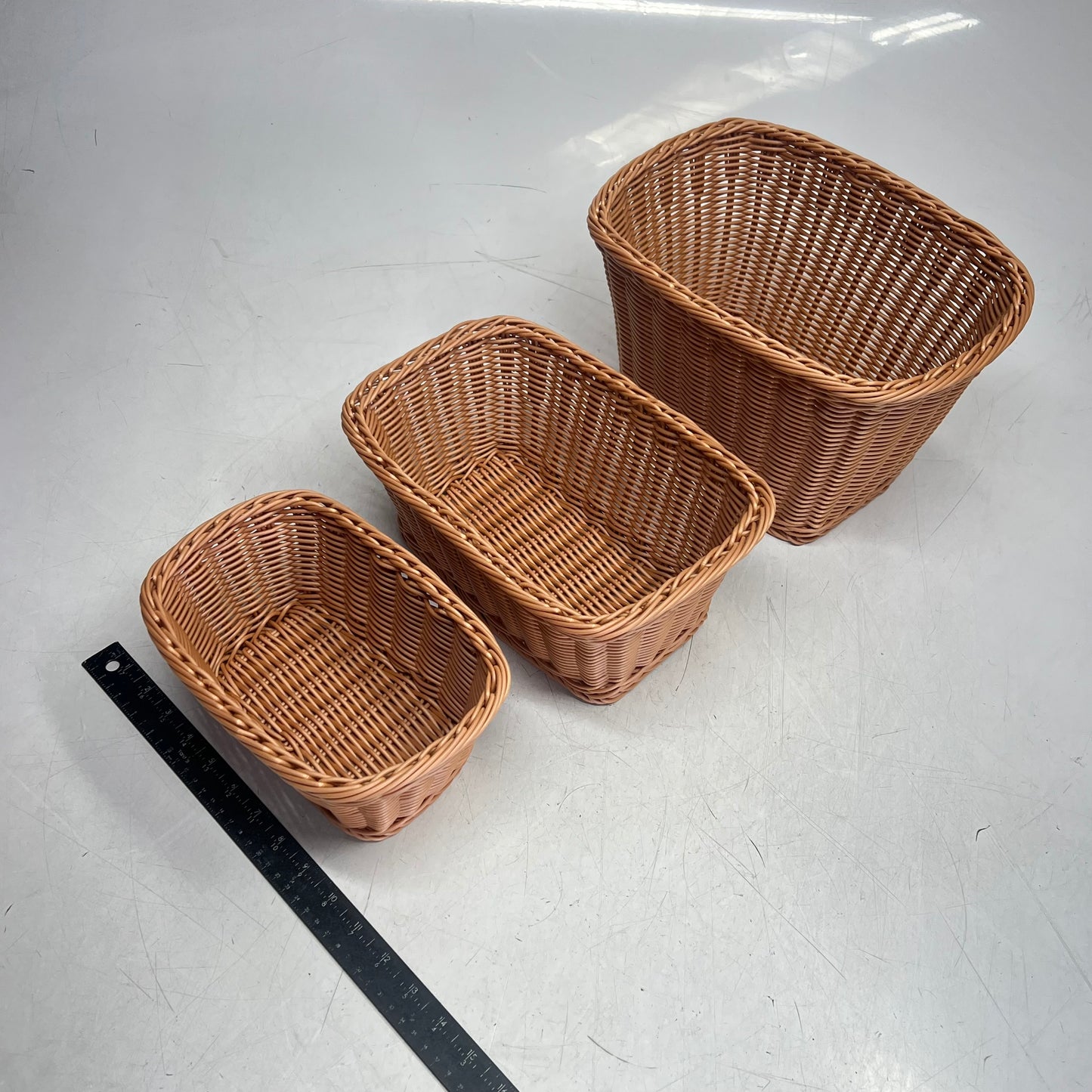 CREATIVE MINDS (SET OF 3) Rectangular Woven Baskets S/M/L Tan MTC-84