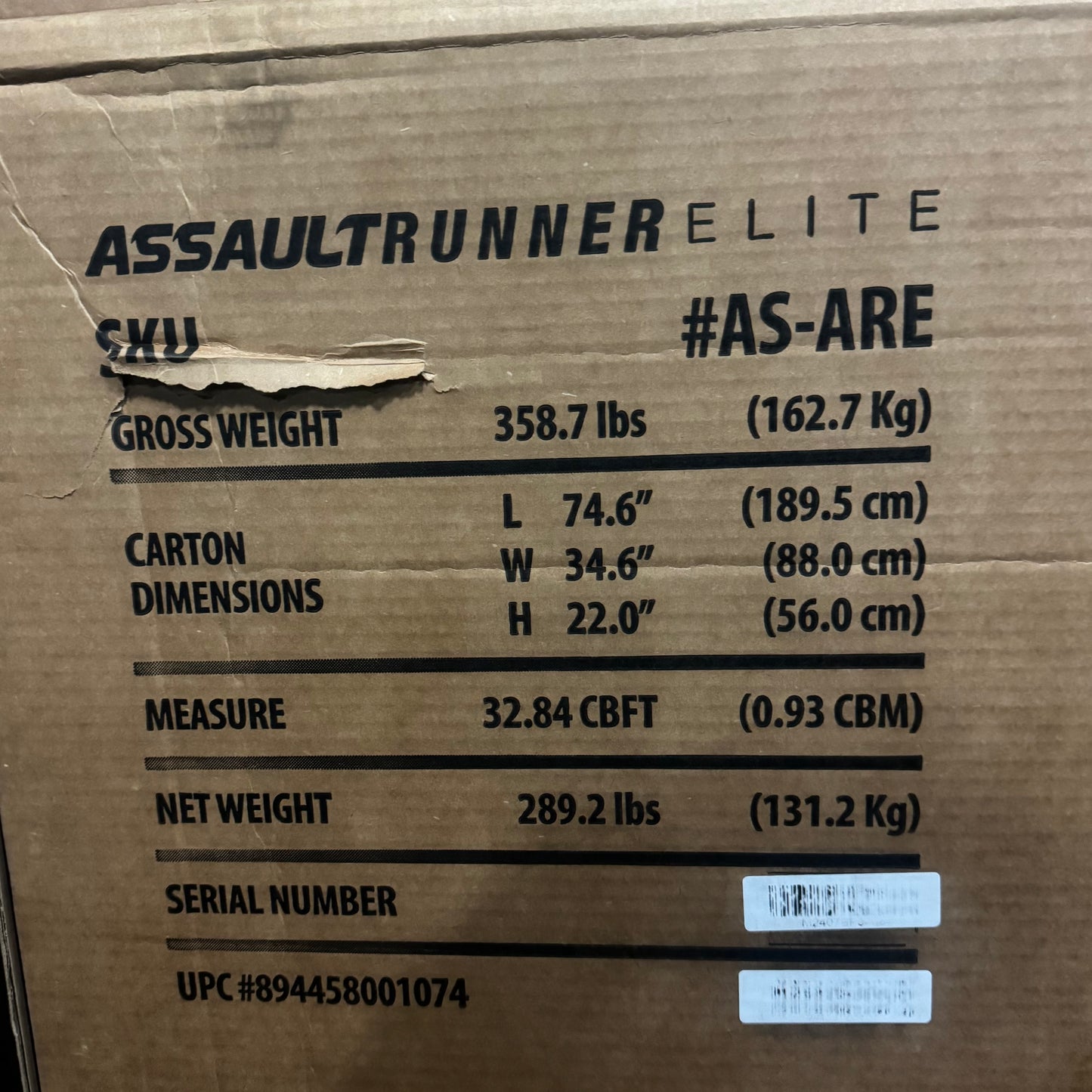 ASSAULT FITNESS AssaultRunner Elite Exercise Running Fitness Machine AS-ARE