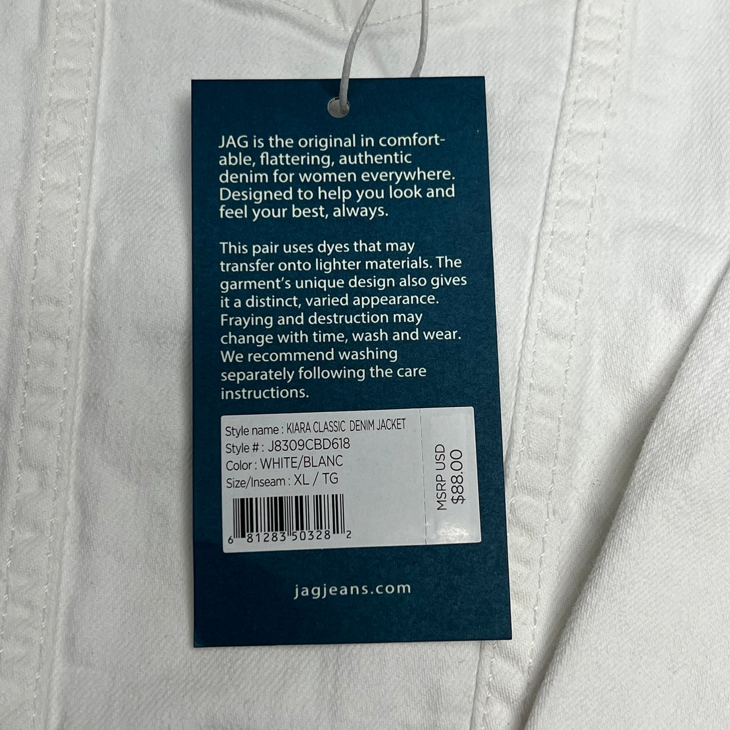 JAG Kiara Classic Button Up Denim Jacket Women's Sz XL White J8309CBD618
