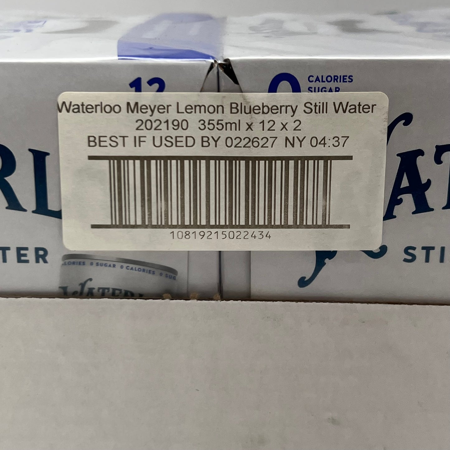 ZA@ WATERLOO (24 PACK) Meyer Lemon Blueberry Still Water 12 fl oz. BB 02/27