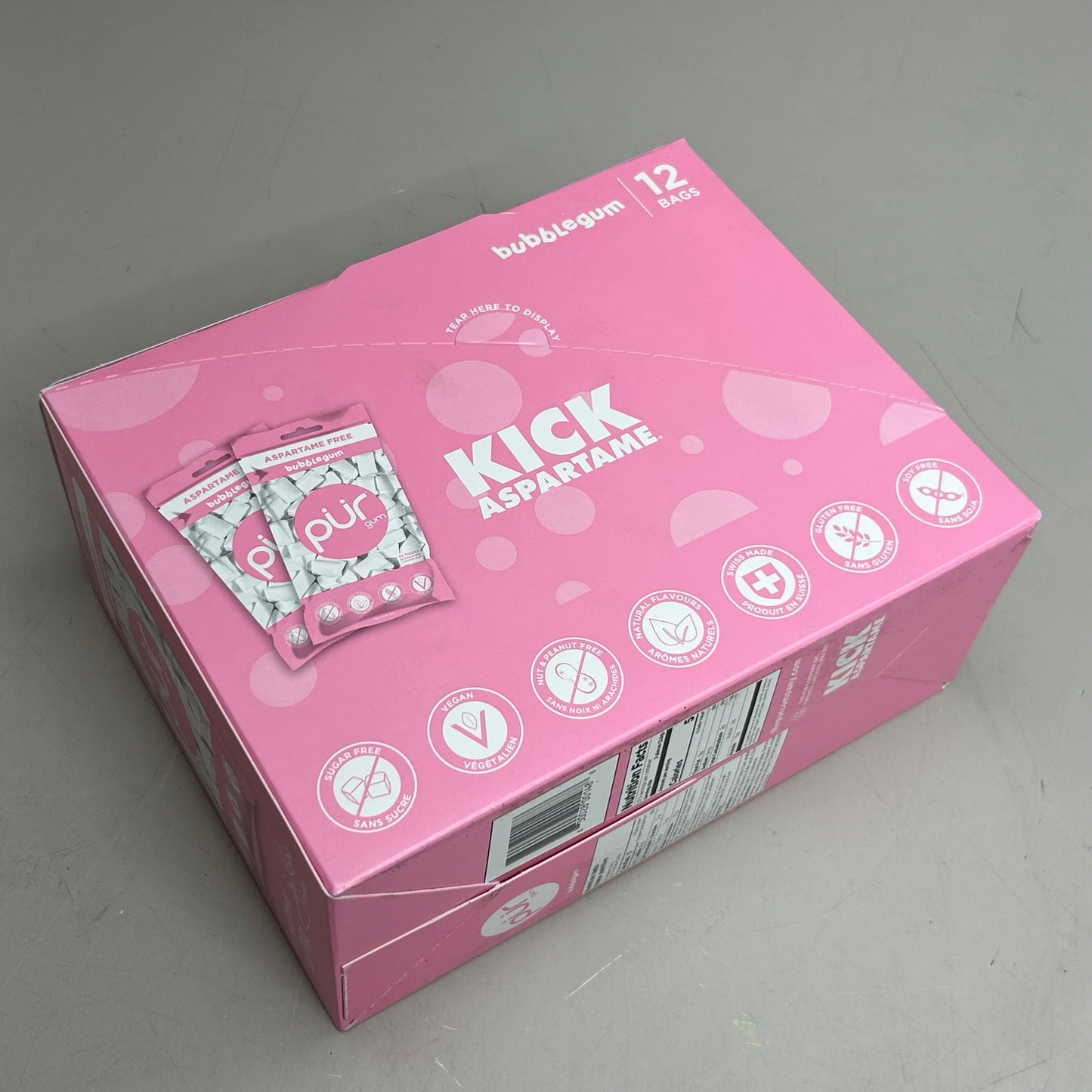 ZA@ PUR (12 PACK, 55 Pieces Each) Sugar Free BubbleGum Flavored Chewing Gum B