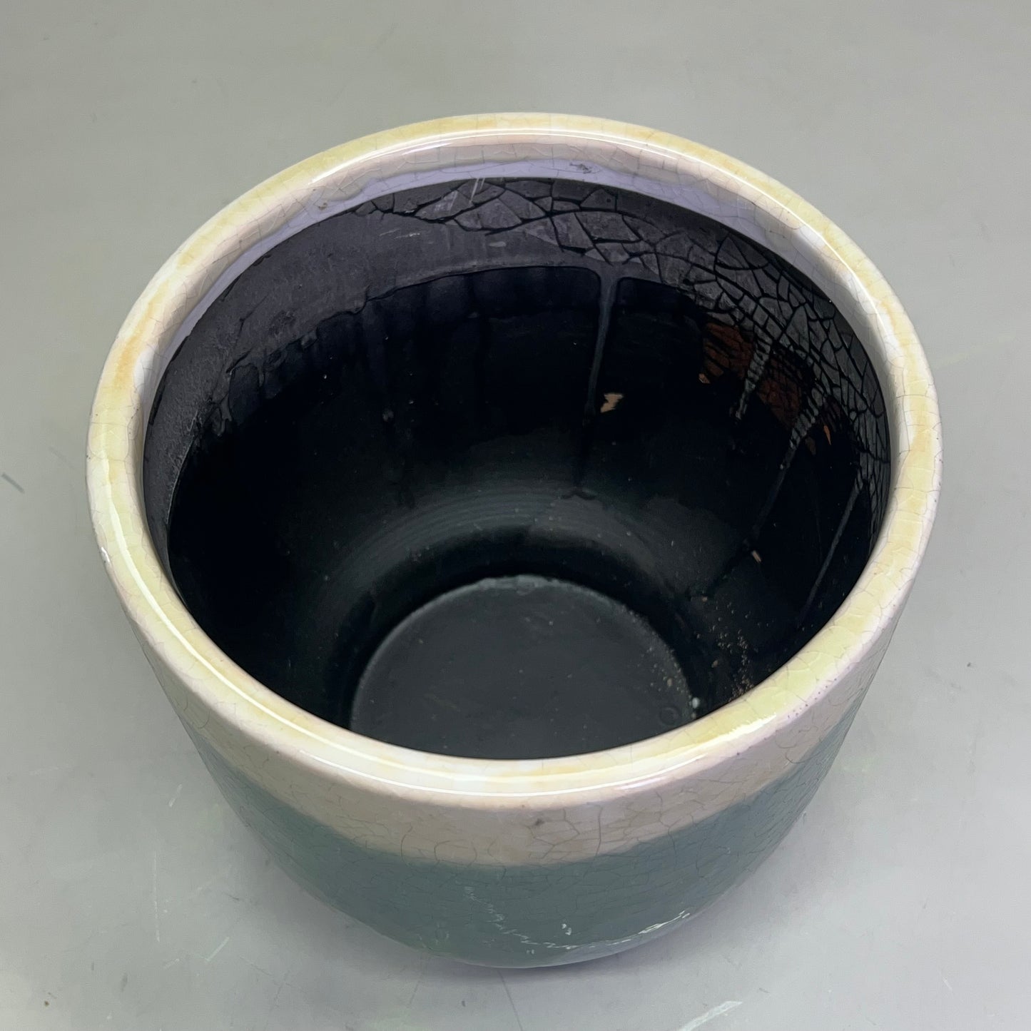 CREATIVE CO-OP Set Of 3 Terracotta Footed Planters Drip Glaze Green/Cream DG0506