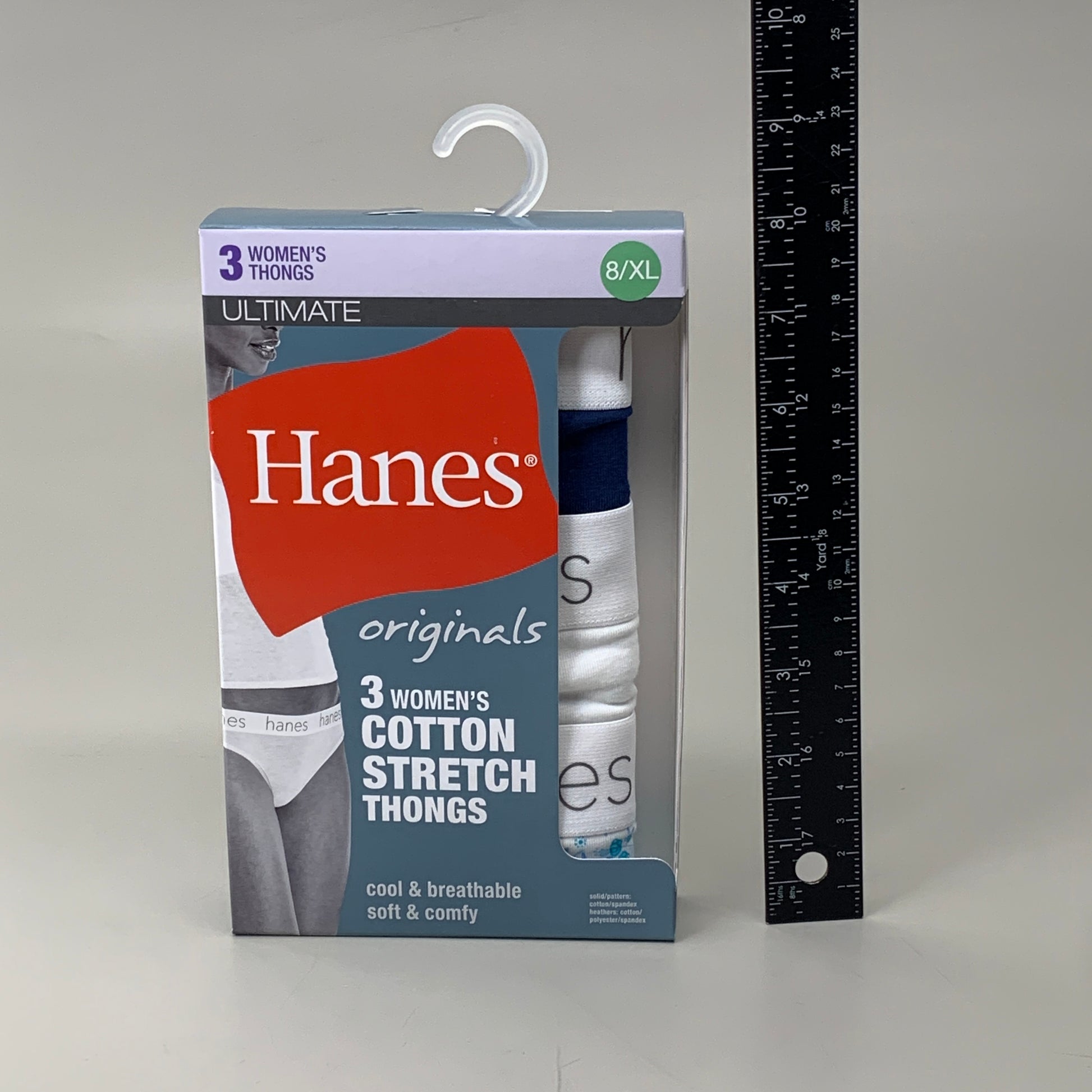HANES 3 PACK!! Originals Women's Breathable Cotton Stretch Thongs