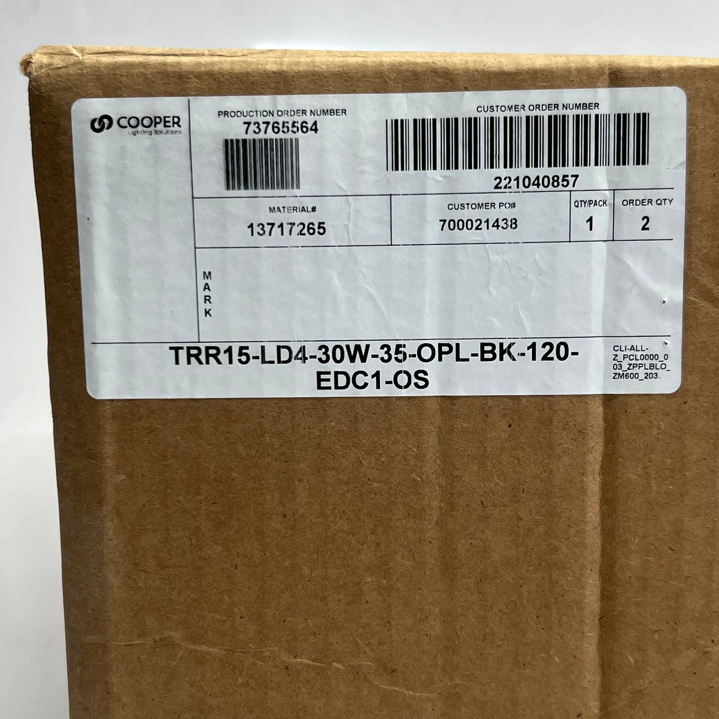 COOPER 15" High Powered Led Exterior Rated Round Surface Mount Fixture, Black TRR15-LD4-30W-35-OPL-BK-120-EDC1-OS