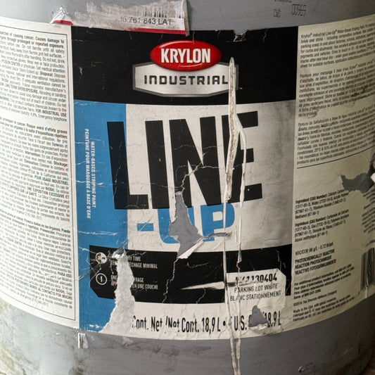 KRYLON Pavement Striping Paint 5 Gal, Parking Lot White, Water -Based, White Parking L-K41130404