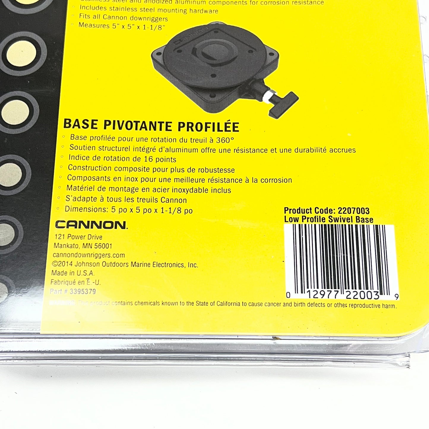 CANNON Low Profile Swivel Downrigger Base 16-Point 360° Rotation Black 2207003