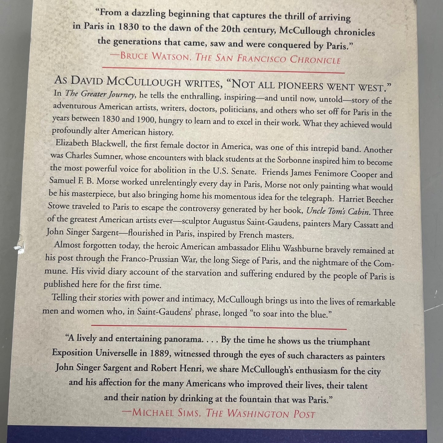 THE GREATER JOURNEY  Americans In Paris By David McCullough Paperback Book