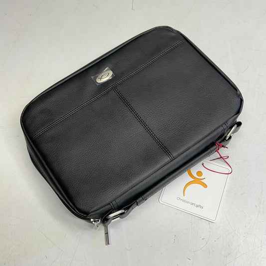 CHRISTIAN ART GIFTS Two-fold Faux Leather Organizer Bible Cover 6"x9" Black