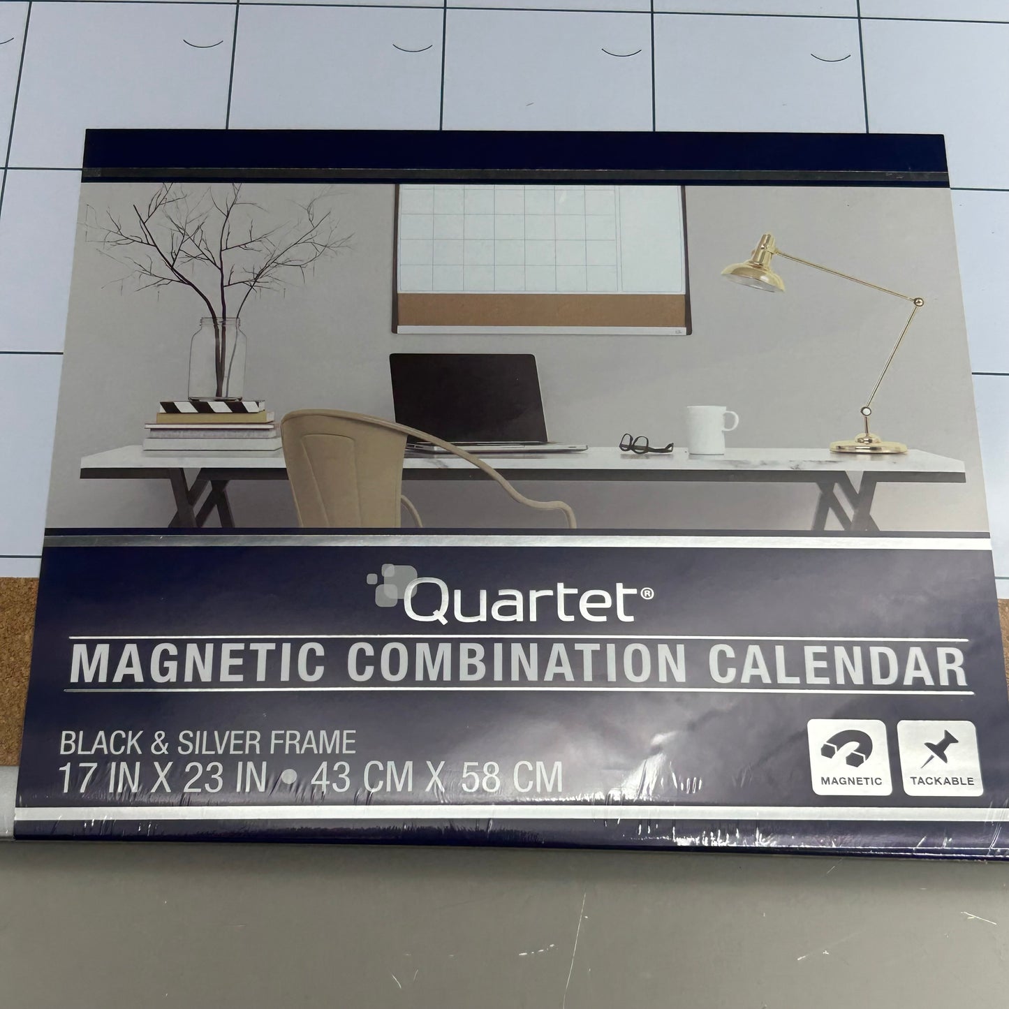 QUARTET Magnetic Combination Calendar/Dry Erase & Cork Board 17"x23" 79372