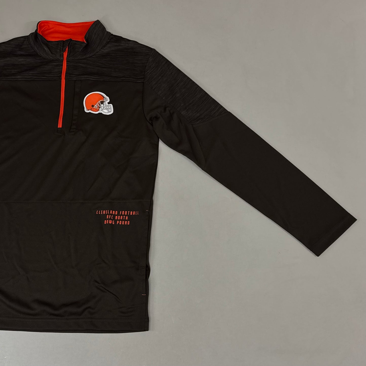 NFL Cleveland Browns Quarter Zip Pullover Shirt Long Sleeve M Brown 1802969