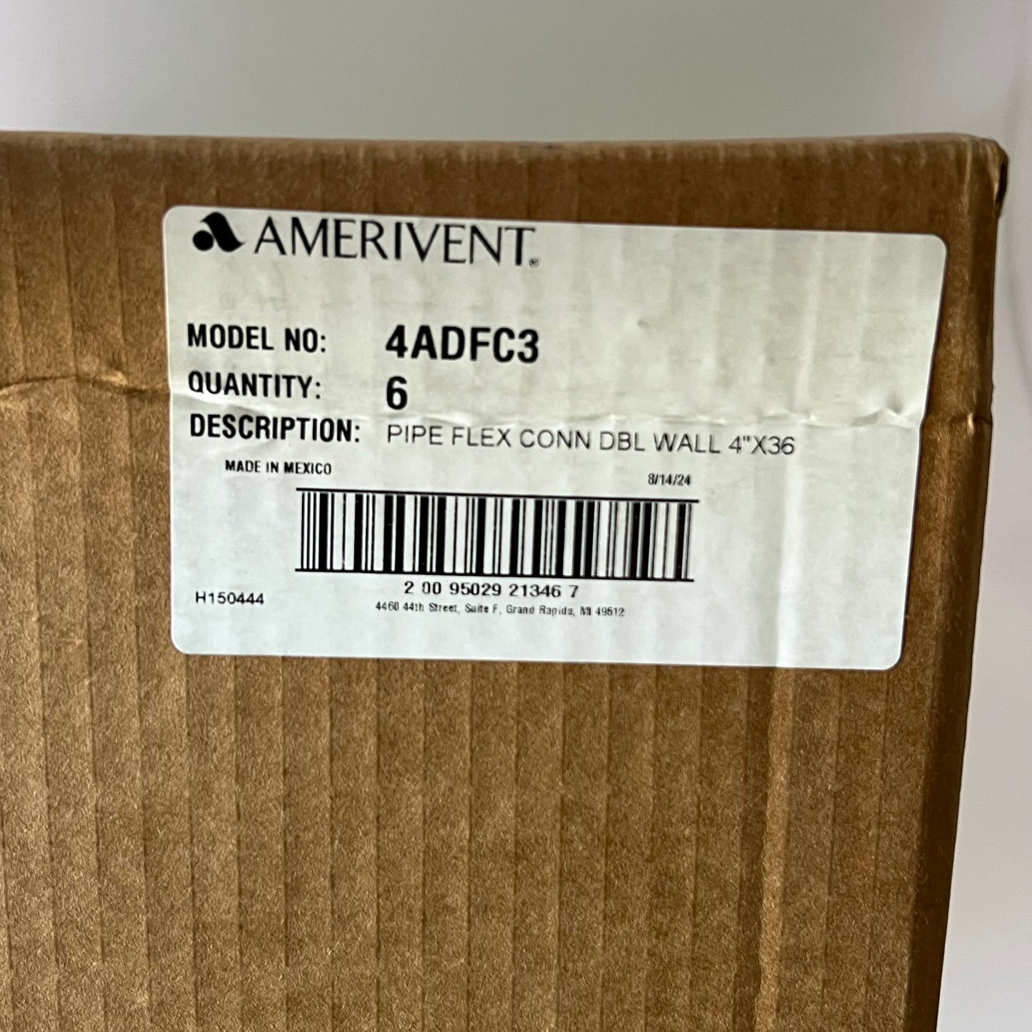 AMERIVENT (6 Pcs) Double Wall Flexible Pipe Vent Connector Sz 4” x 36”, 4ADFC3