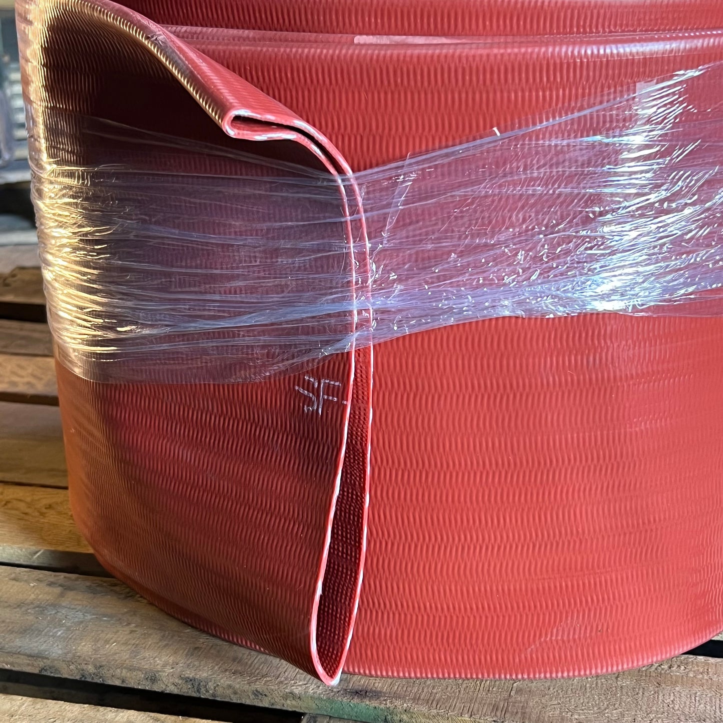 100' PVC Brick Red Water Discharge Hose 115 Psi 8"ID/8.19" Nominal R-50RJ-0800-100