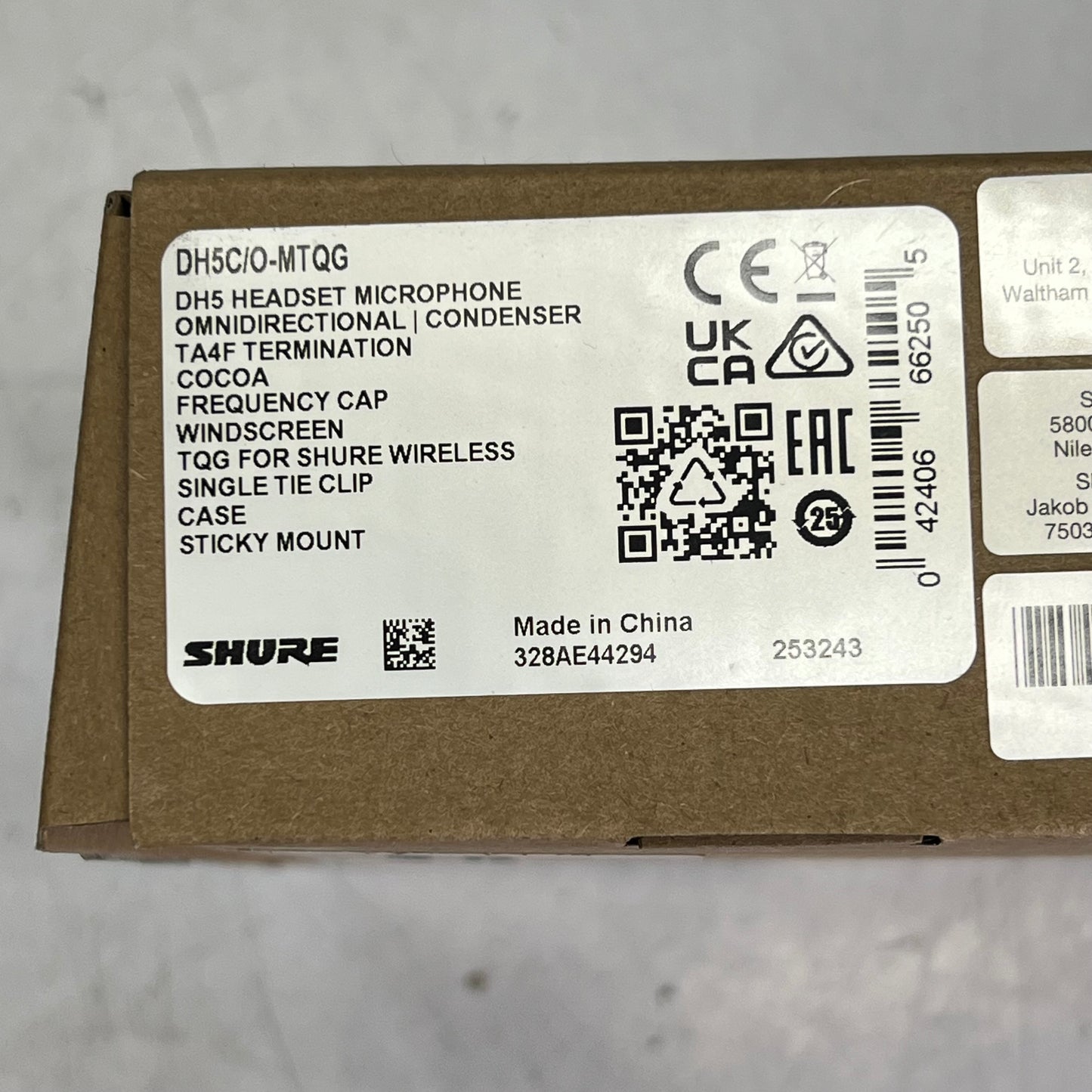 SHURE DHS Microphone Omni/directional Condenser 1.6mm Cable Cocoa DH5C/O-MTQG