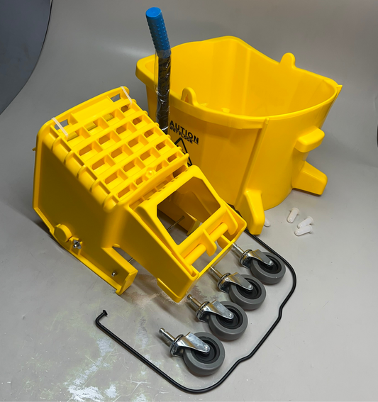 CARLISLE Rolling Mop Bucket W/ Side Press Wringer 26 Qt Capacity Yellow 3690804