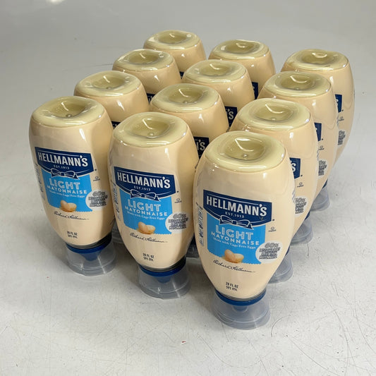 HELLMANN'S (12 PACK) Light Mayonnaise in Squeeze Bottle 20 fl oz White BB 11/26