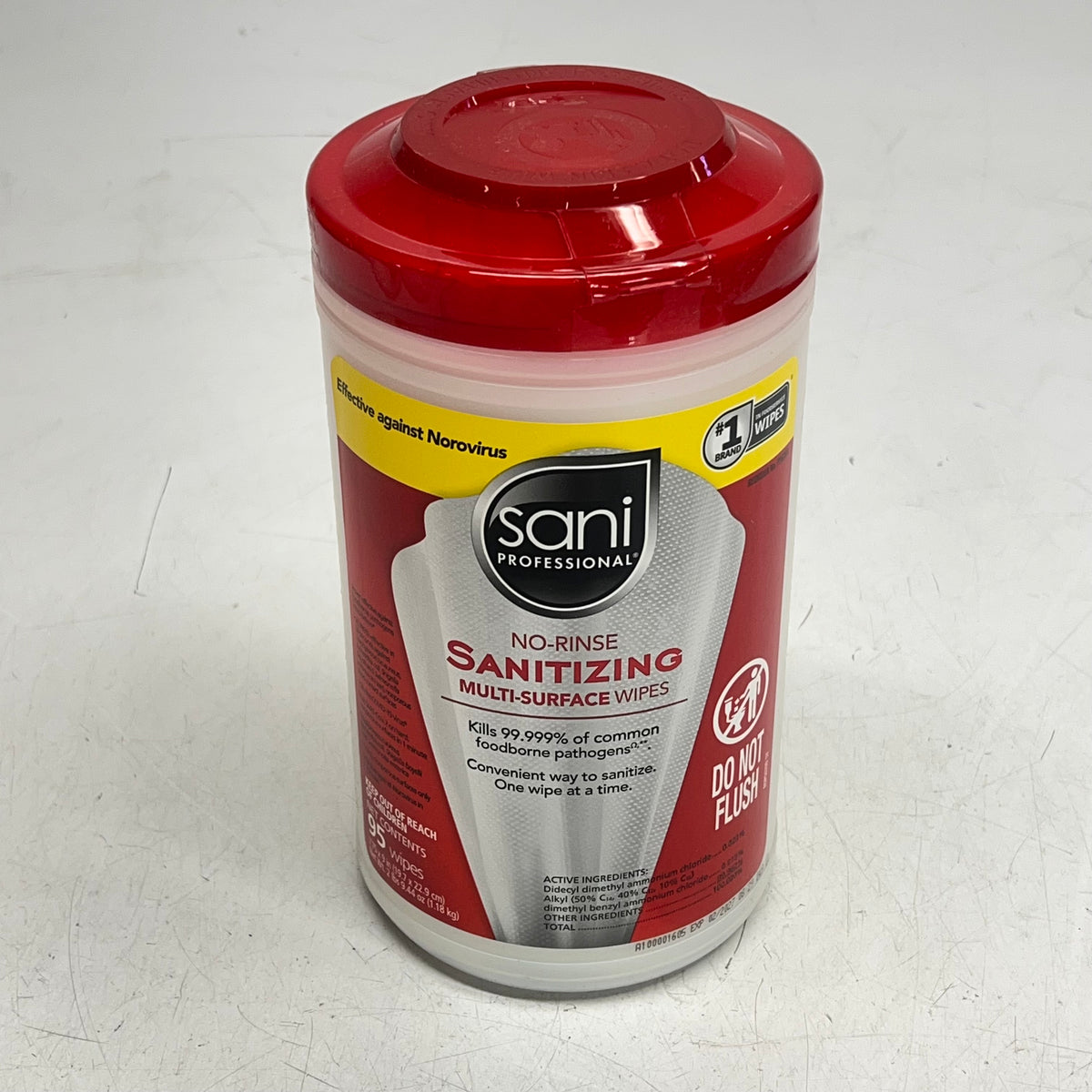 SANI PROFESSIONAL (5 PACK, 95 EACH) No-rinse Sanitizing Wipes 7.75 x 9" 8DP56700