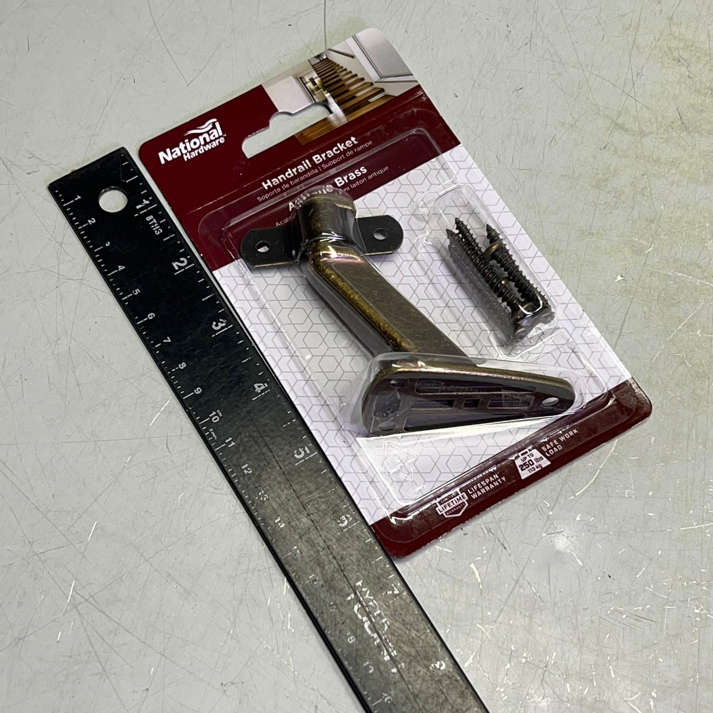 NATIONAL HARDWARE (3 PACK) Handrail Brackets 250lb Cap Antique Brass N159-566