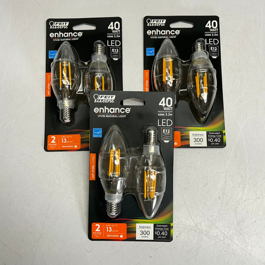 FEIT ELECTRIC (6 PACK) Natural Light Bulbs 40W E12 Soft White BPCTC40927CA/FIL2