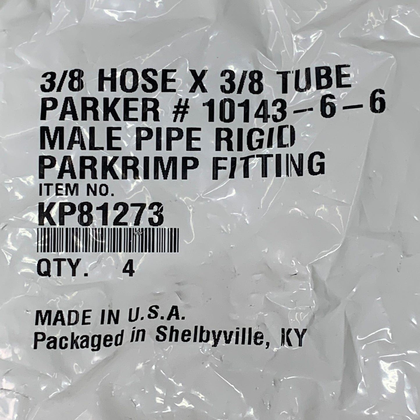 PARKER (4 PACK) Hydraulic Hose Male Pipe RIGID Fitting 3/8" x 3/8" Steel KP81273