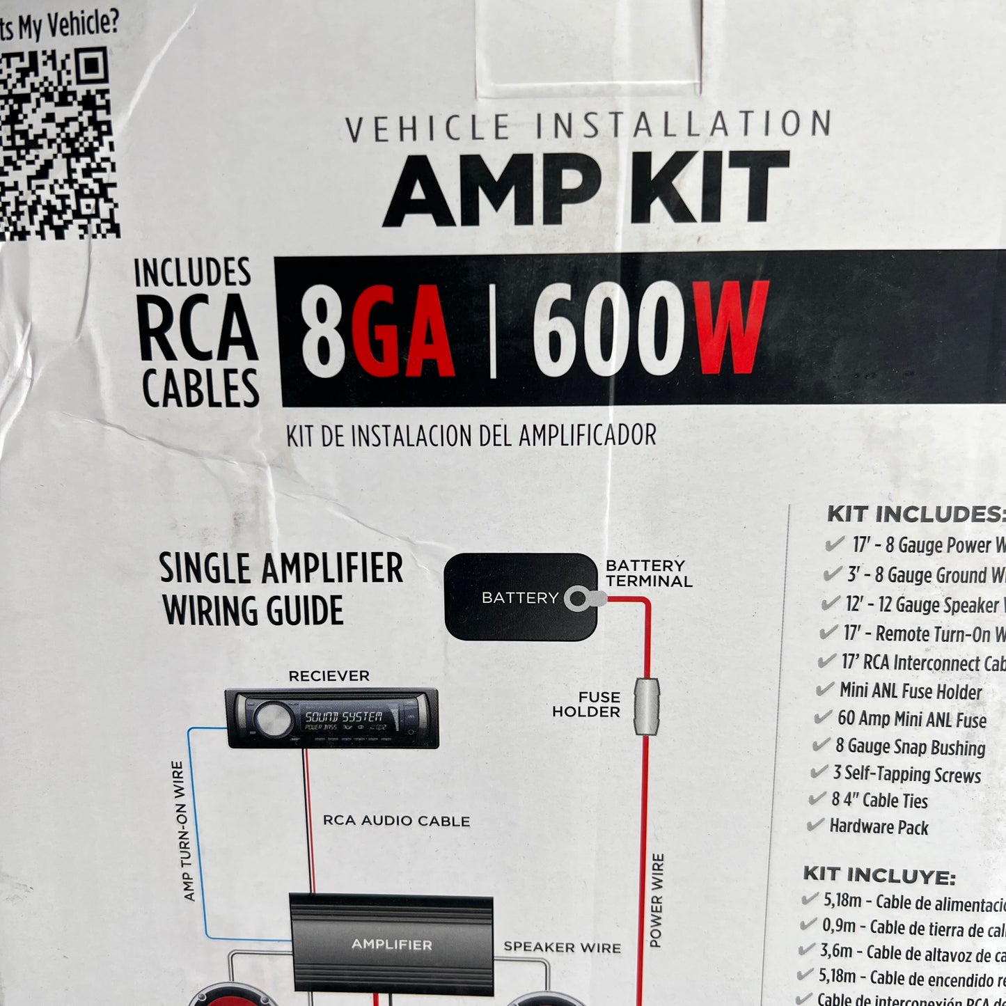 METRA Complete Amp Kit 17" Power 3" Ground 20" Remote 8 AWG 40 AMP Red BY-AK8P
