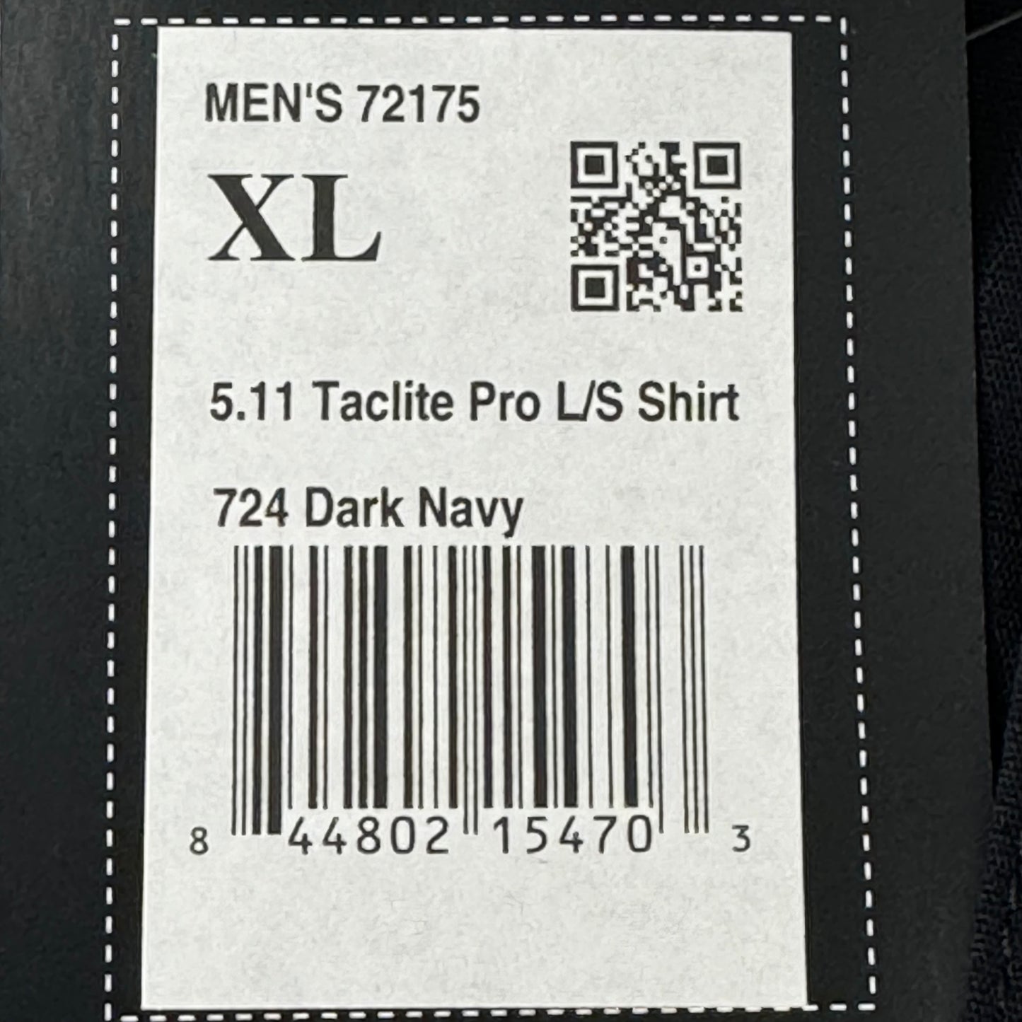 5.11 TACTICAL Men's Tactical Pro Long Sleeve Shirt Sz-XL Dark Navy 72175