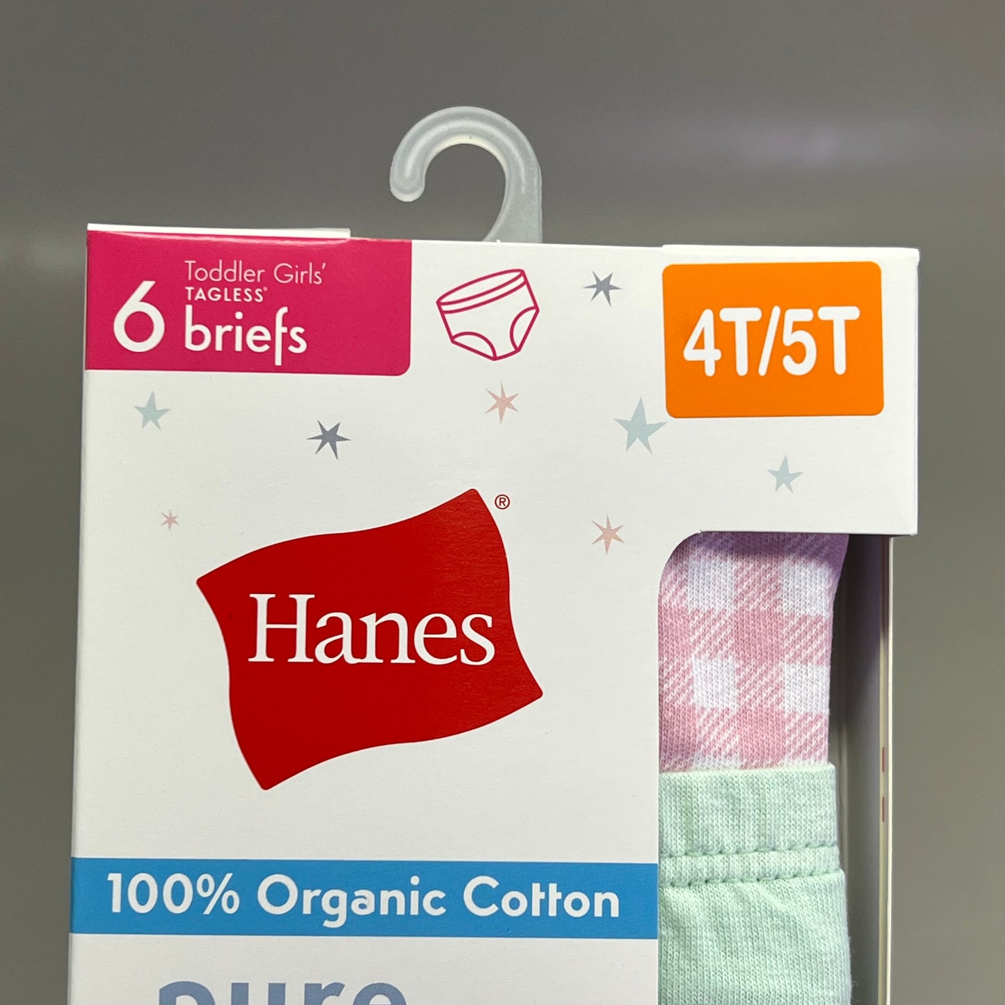 HANES (2 PACK, 6 BREIFS EACH) 100% Organic Cotton Pure Comfort Girls 4T/5T TP10AS