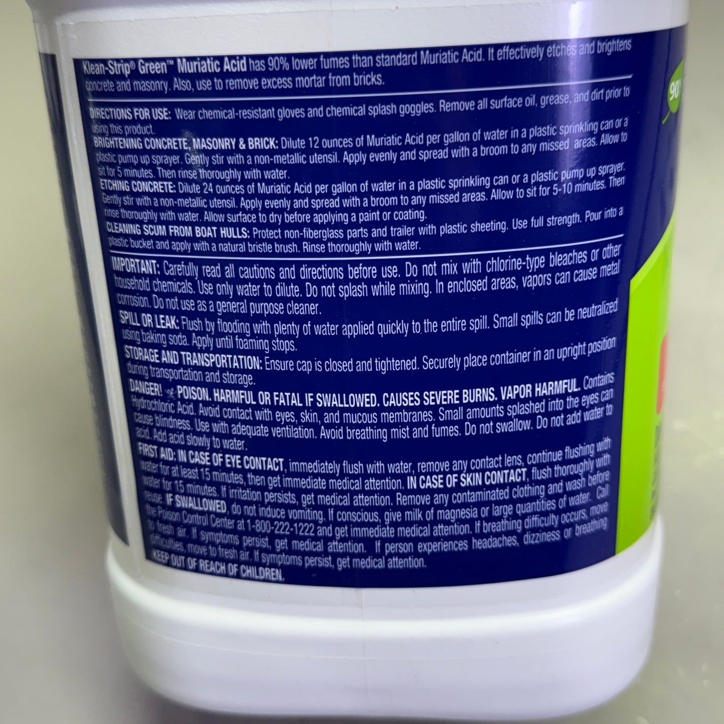 Z@ KLEAN STRIP Muriatic Acid *Etches Concrete* 1 Gallon GKGM75006