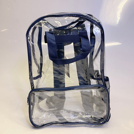 BWAP 17" Clear Plastic Backpack 17" x 12" x 6" Color Blue Navy BP1643