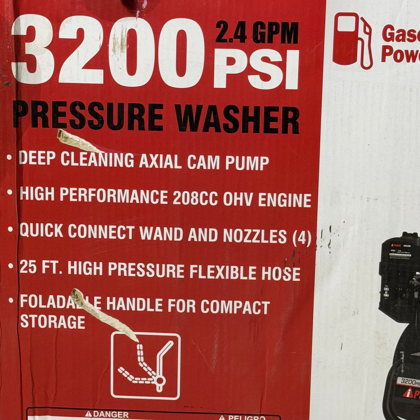 ZA@ POWER Pressure Washer 3200 PSI Deep Cleaning Axial Cam Pump PWF3201SH Sz 40”Hx17”Lx12”W (AS-IS, Used)