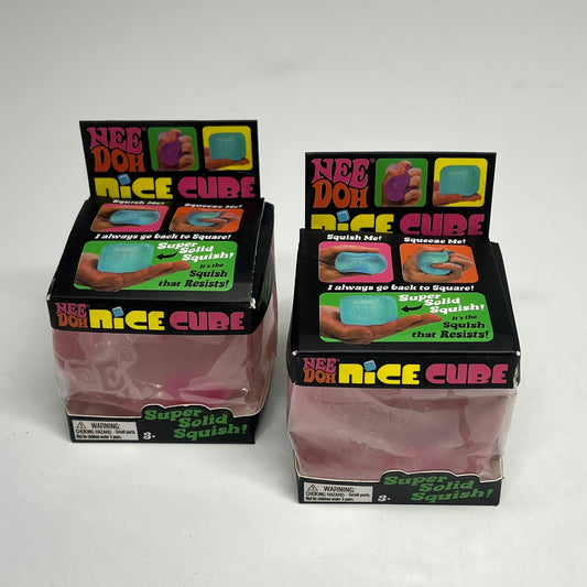 NEE DOH (2 PACK) Nice Cube Super Solid Squish Collectable Light Pink (As-Is)