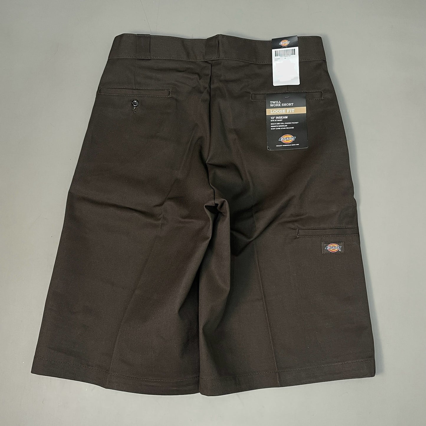 DICKIES Loose Fit Twill Work Shorts 13" Inseam Men's Sz 42 Dark Brown 42283DB