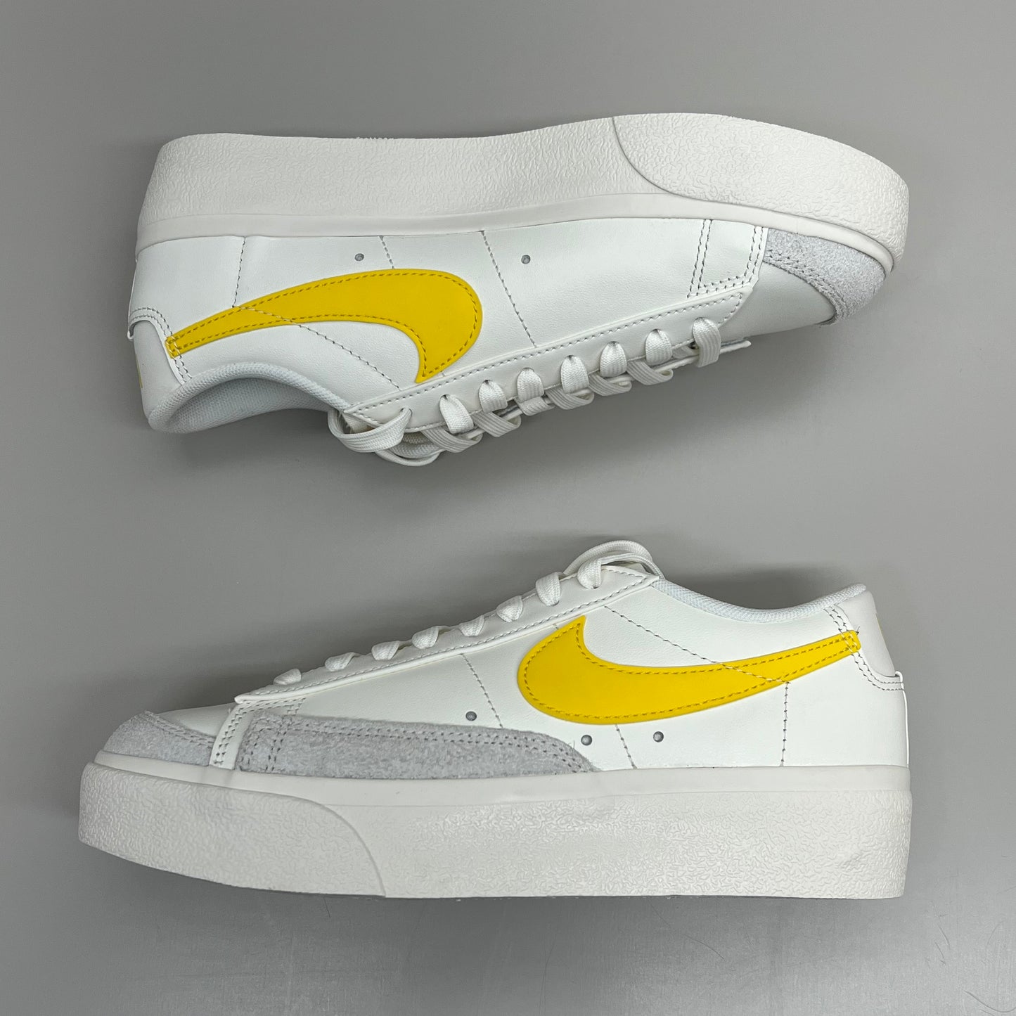 NIKE Blazer Low Cut Platform Sneaker Sz Women's 10.5 Men's 9 Yellow/Grey/White