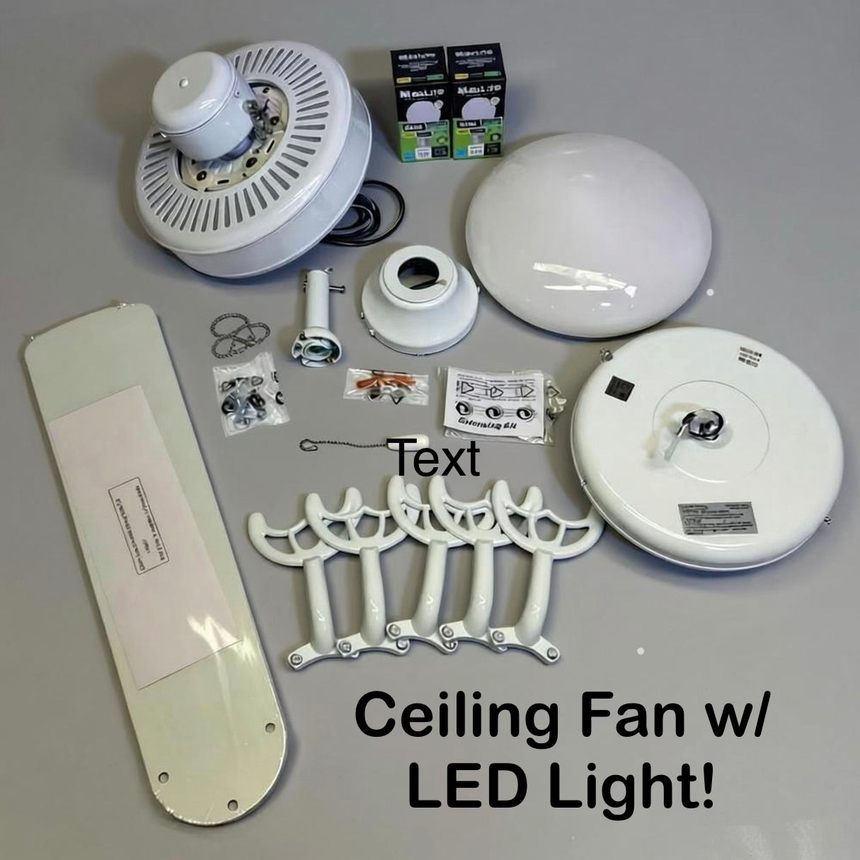 PROGRESS 3-Speed AirPro Ceiling Fan w/ White & Oak Look Blades & LED Dome Light P2501