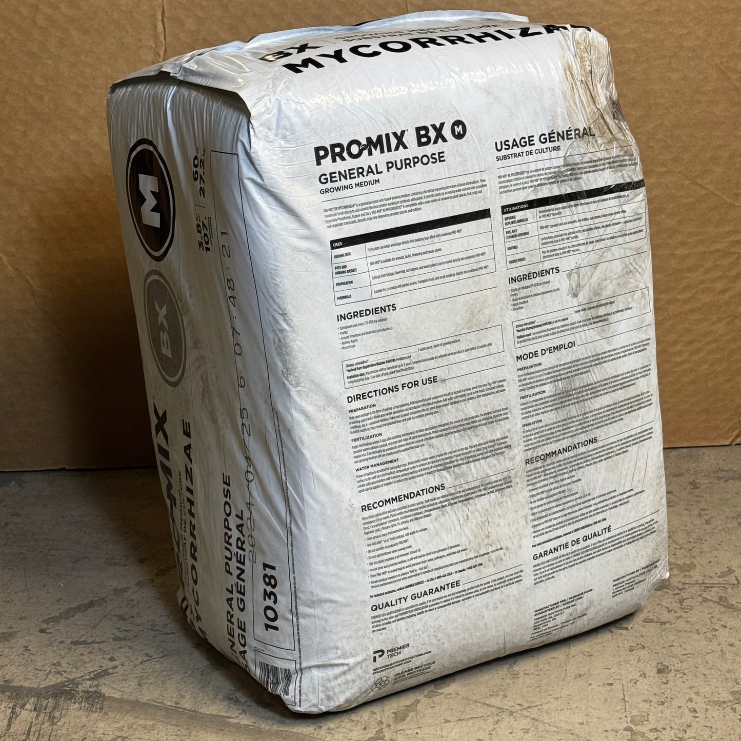 ZA@ PROMIX (60 lb Bag) Bx Growing Medium Substrat De Culture Mycorrhizae Sz 23”Hx16”Lx14”W (AS-IS, Open Bag)