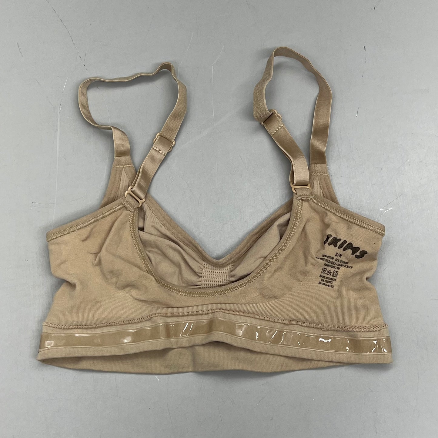 SKIMS Strong Support Seamless Sculpt Bralette Pique Stitching Women's Sz S Clay