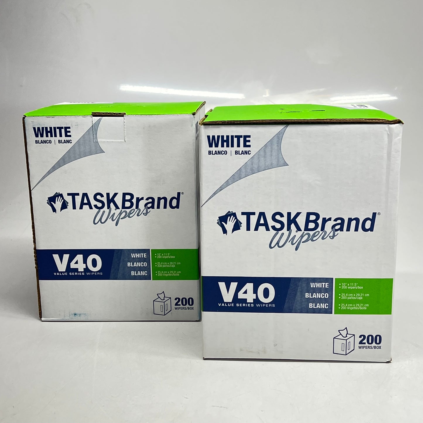 ZA@ TASK BRAND (2 PACK, 200 WIPES EACH) Value Series Wipers Pull Out Top  10" x 11.5" White V40