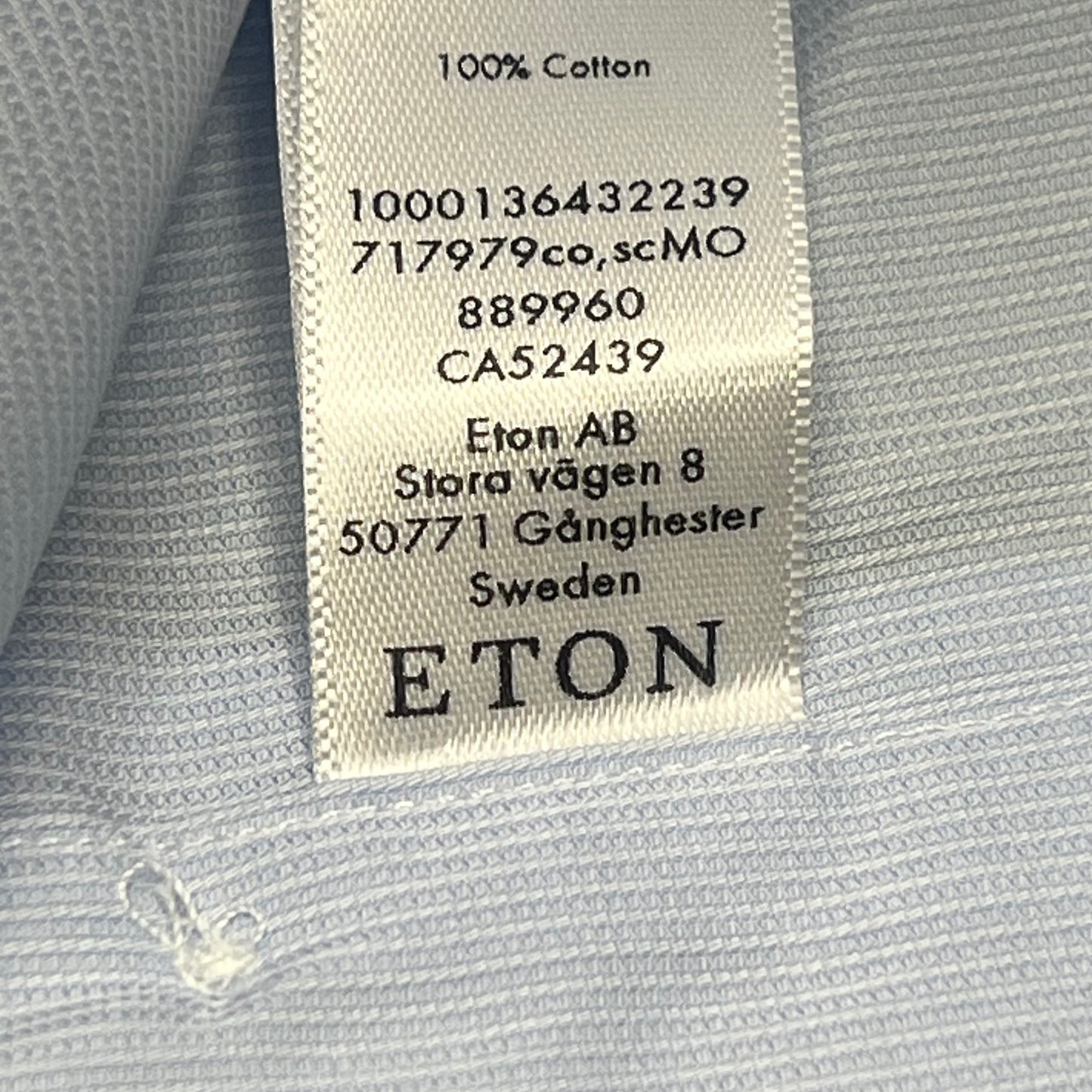 ETON Textured Twill Shirt Men's Contemporary Sz 43 Light Blue 1000136432243