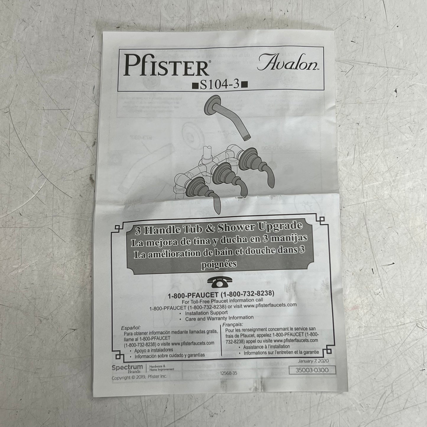 PFISTER 3 Handle Tub & Shower Upgrade PVD Brushed Nickel S10-430K