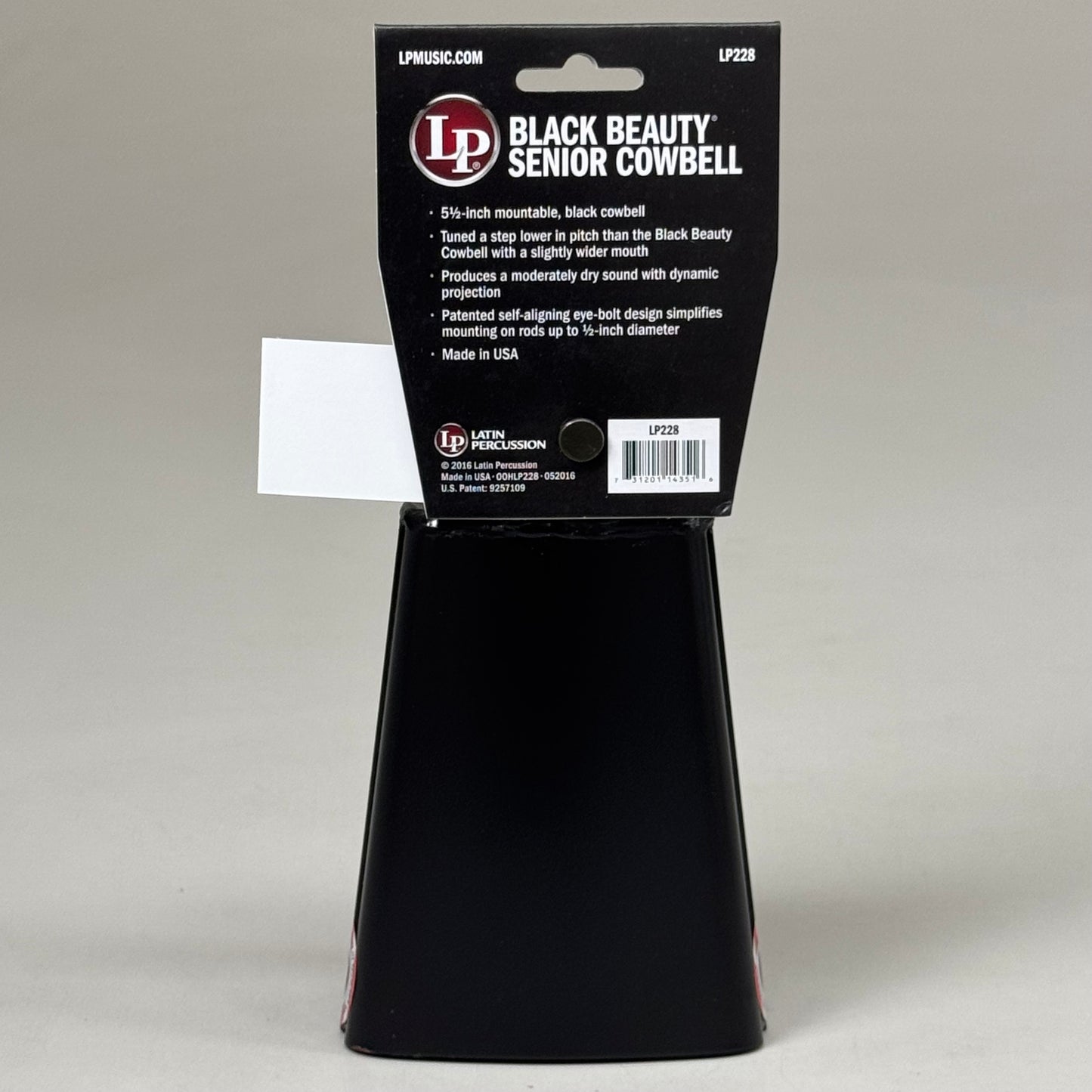 LP MUSIC Black Beauty Senior Cowbell Black 5 1/2 Inch Mountable