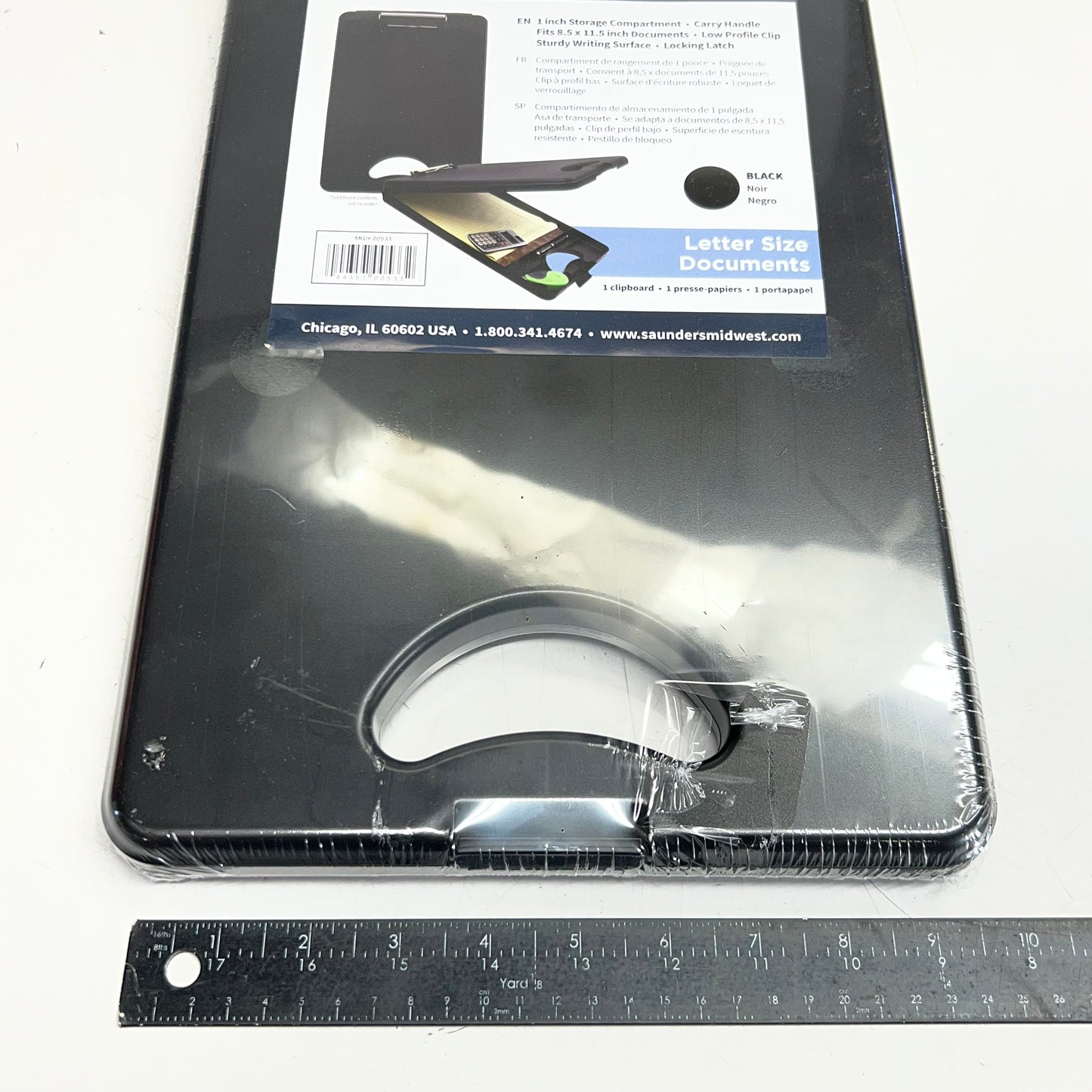 SAUNDERS Deskmate ll Plastic Storage Clipboard Sz 8.5" x 11.5", Black 00533