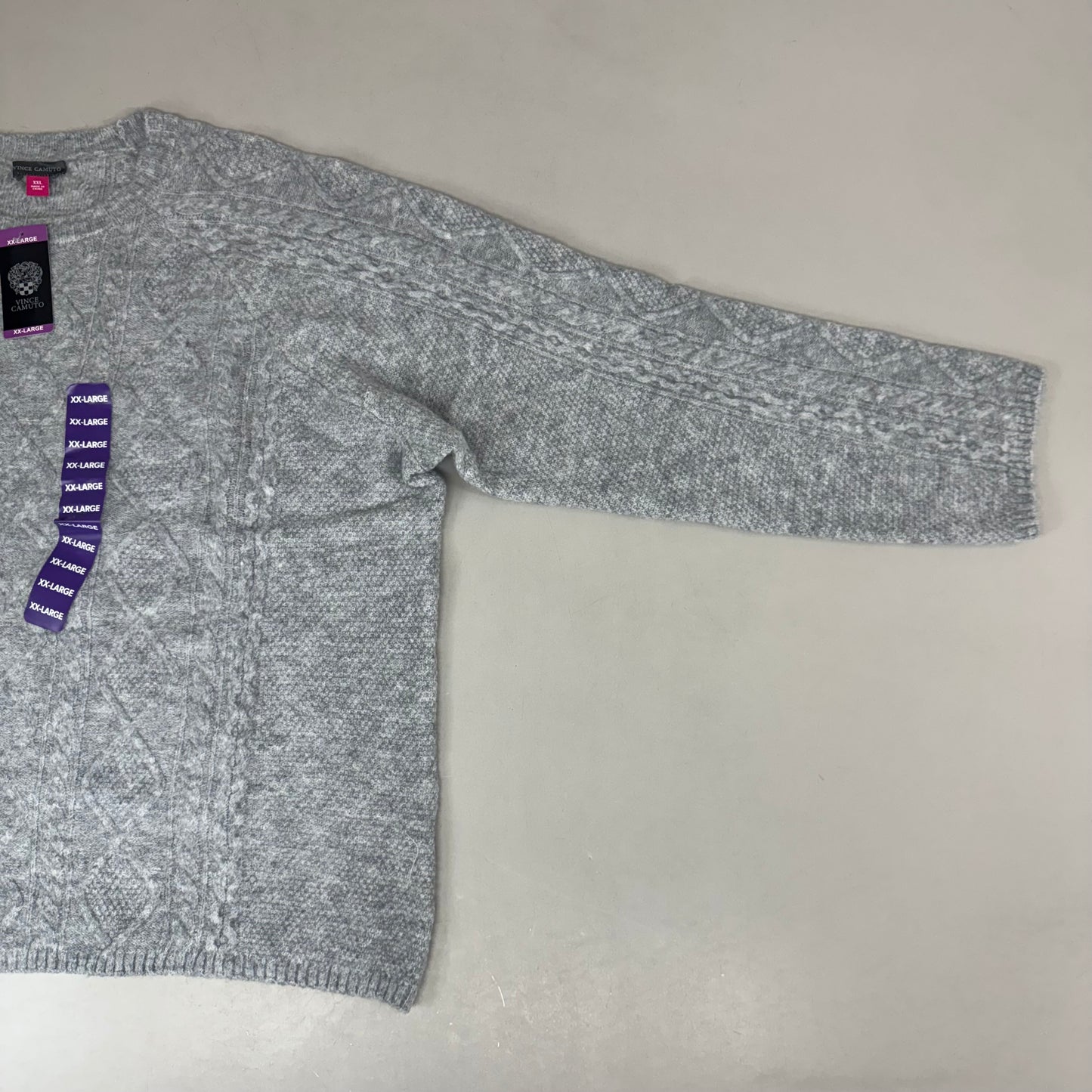VINCE CAMUTO Cable Knit Sweater Women's Sz-XXL Light Heather Grey SC2895
