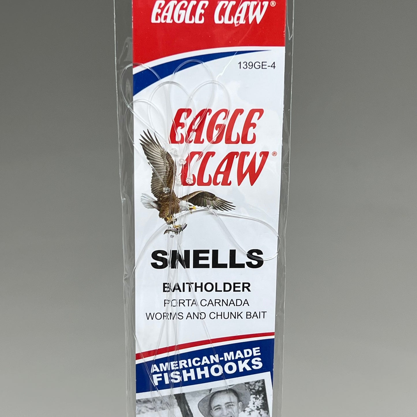 EAGLE CLAW(3 PACK) Medium Wire Baitholder Snell Worms & Chunk Red #4 6pc 391GE-4