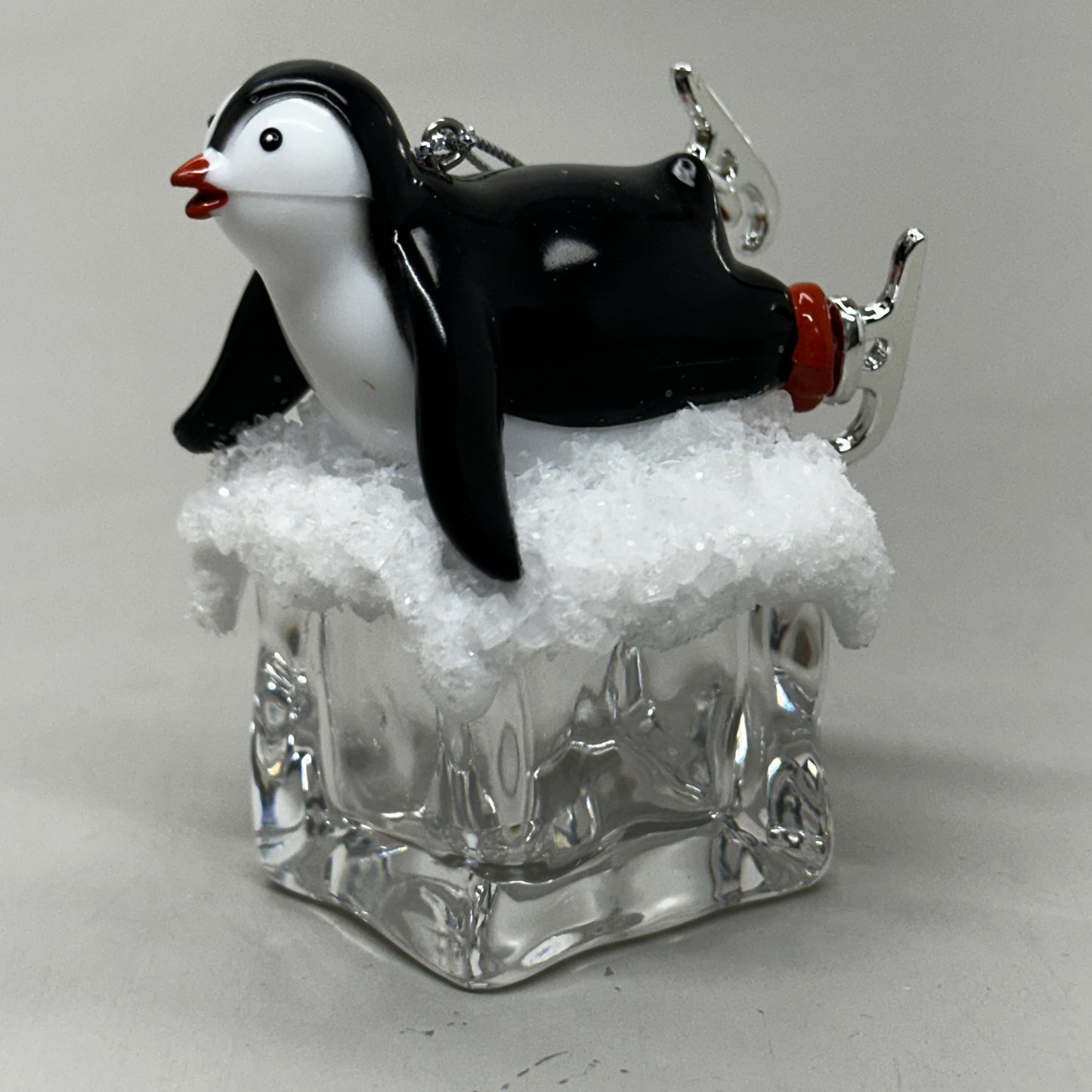 KURT S. ADLER Penguin On Ice Belly Skater Christmas Ornament 4.25" T2458