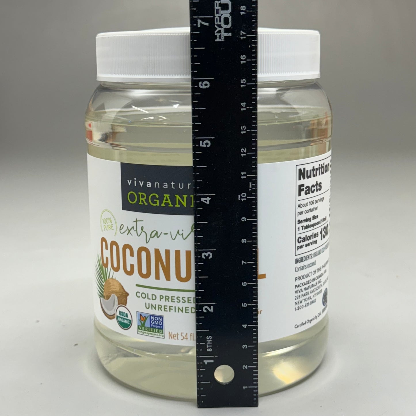 VIVA Extra Virgin Coconut Oil Organic Cold Pressed & Unrefined 54 fl oz BB 02/26