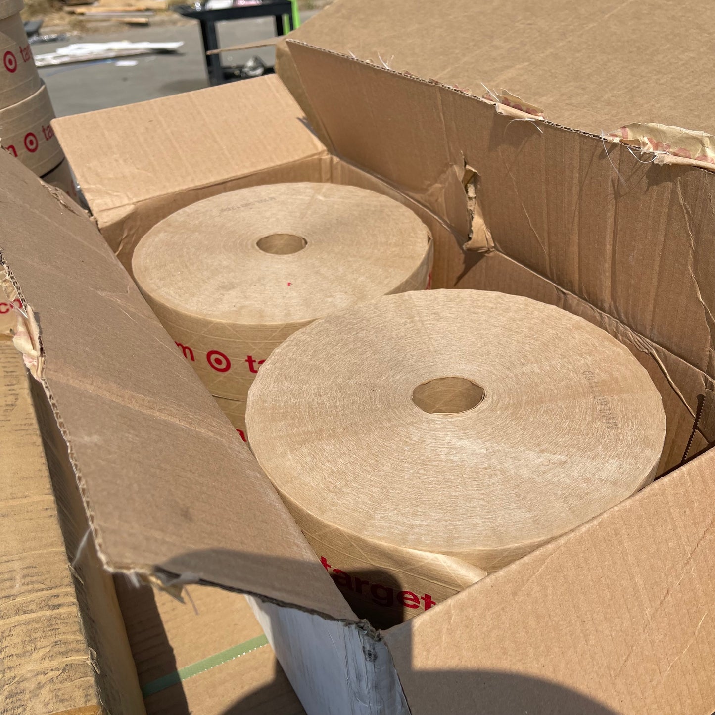 ZA@ Pallet of TARGET Cardboard Boxes, Mailers, & Kraft Paper Packing Tape (AS-IS)
