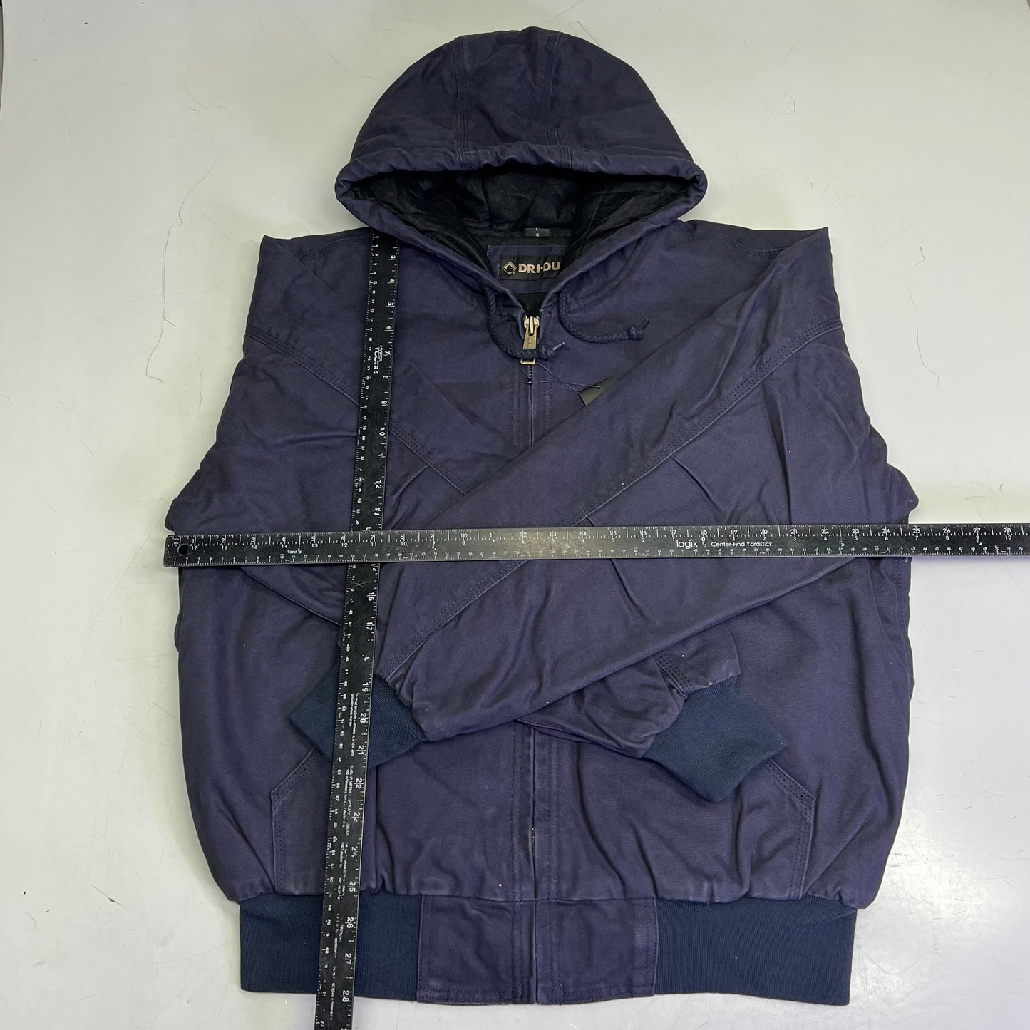 DRI DUCK Boulder Cloth Canvas Cheyenne Hooded Jacker Men's Sz L Navy Blue 5020